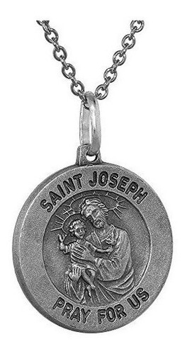Collar De Plata Esterlina Con Medalla De San José