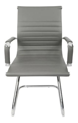 Cadeira de escritório Tutto Home Interlocutor baixa Charles Eames Esteirinha  cinza com estofado de couro sintético