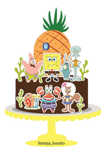 Cake Topper- Adorno Para Tortas - Bob Esponja