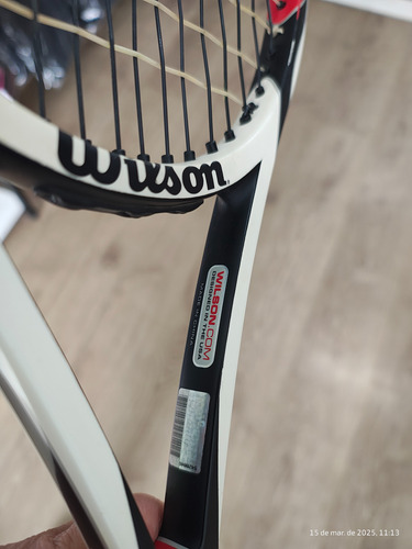 Raquete Wilson Six.one Tour (k)factor 340g Roger Federer. Branco-vermelho-preto