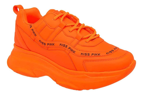 Tenis Sneakers Chunky Plataforma Naranja Fosforescente | Envío