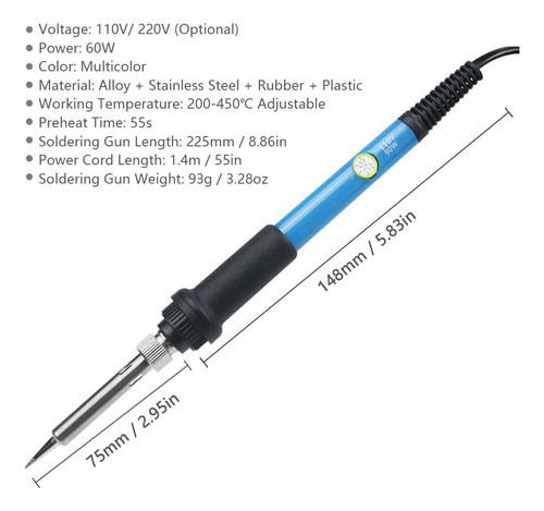 Kit De Pistola De Solda De 15 Unidades De 60 W Com Temperatu
