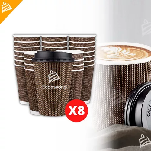 Kit De Vasos Termicos X8 Para Café Con Tapa Incluida