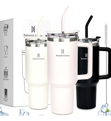 Copo Térmico Gigante 1,2l Inox Com Tampa E Inox Canudo Cor Rosa Cor Pura / Material Fosco
