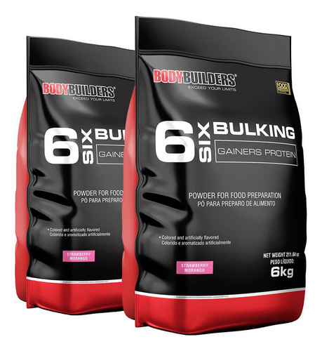 Kit 2x 6 Six Bulking 6kg Morango Bodybuilders