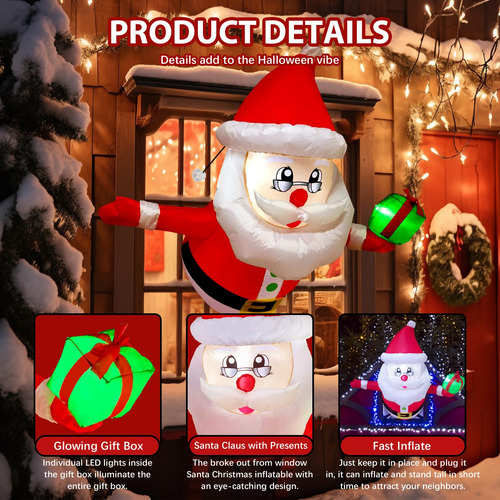 Decoración Inflable De Navidad 3.5 Pies Papá Noel Para Exter