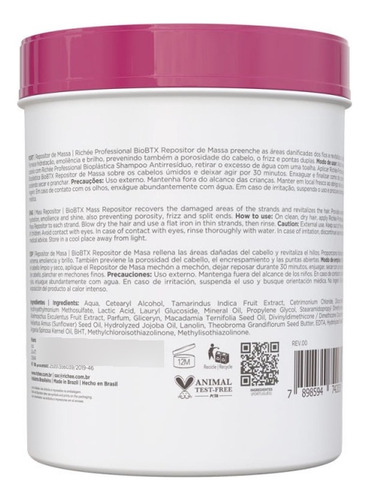 Richée Bioplástica Biobtx Repositor De Massa 1kg