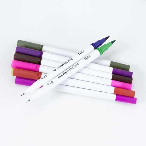 Marcadores Nuwa Doble Punta Brush Fine X 12 Unidades
