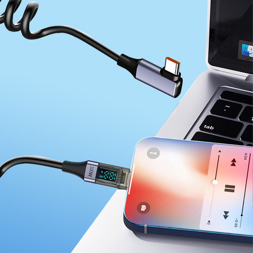 Cable De Datos De Resorte Usb C A Tipo C, Cables De Carga De