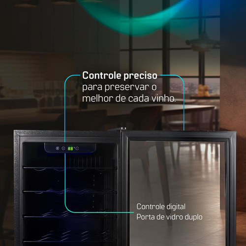 Adega De Vinhos Compressor Hq 75l 24 Garrafas Pt Hq-av24h