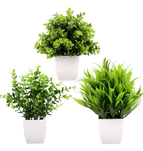 Greentime Paquete De 3 Mini Plantas Falsas En Macetas, Plant