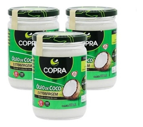 Kit 3 - Óleo De Coco Extra Virgem 500ml Copra 