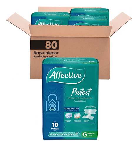 Pack X8 Paquetes De Pañales Affective Protect Para Adultos Talla Grande