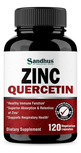 Quercetina Con Zinc (120 Cápsulas Veganas) Sandhus Hecho Usa