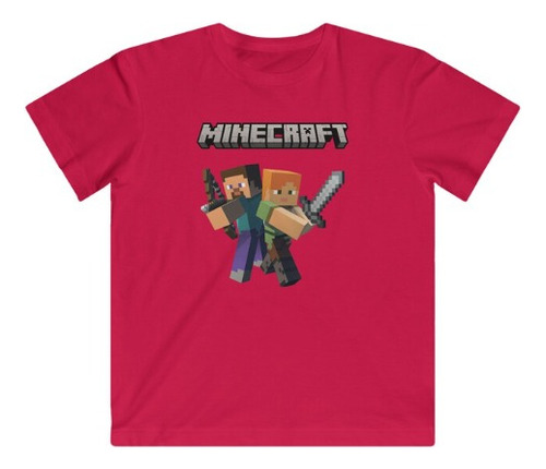 Polera Unisex Infantil Minecraft Game Guerrer Espada Estampa