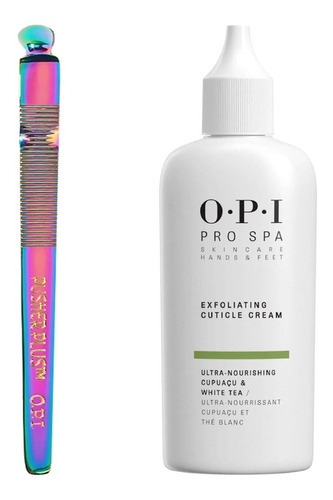 Opi Kit Repujador Cuticula Pusherplus Titanium + Crema Exfoliant