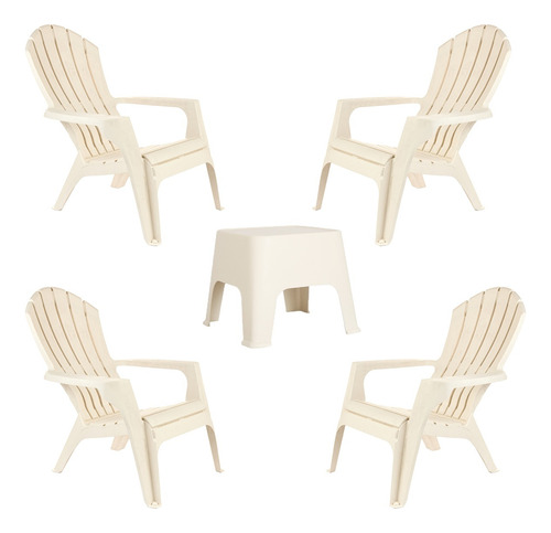 Juego De Jardin Sillon Miami X4 + Mesa Sunset Resistente Pvc