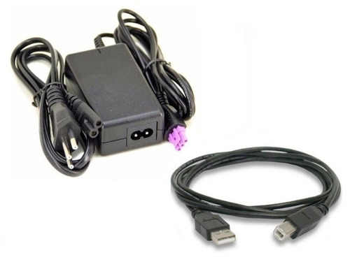 Fonte + Cabo Usb P/ Impressora Hp 1516 Deskjet 22v Plug Roxo