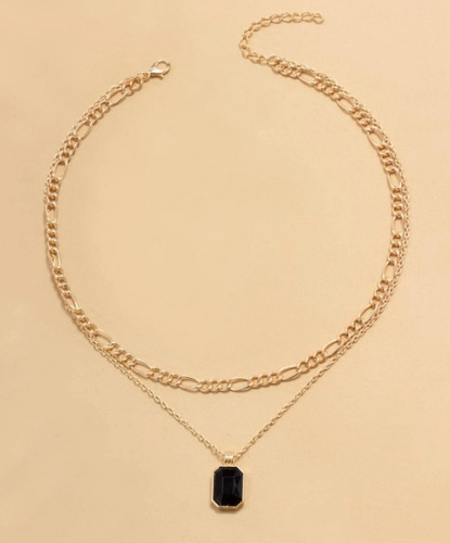 Collar A Capas Con Diamante De Imitacion Colgante Geometrico