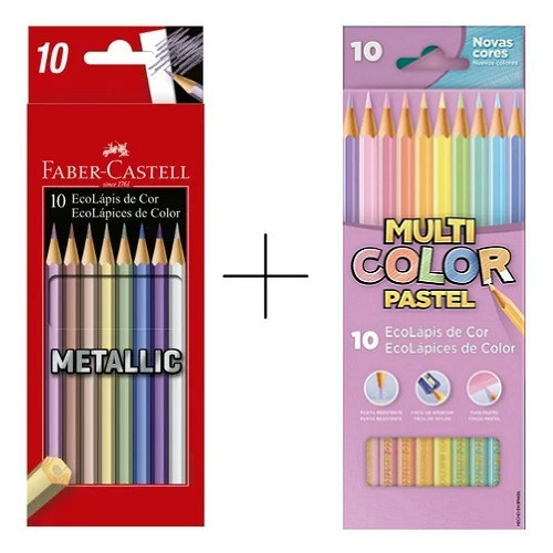 Kit de lápices de colores Faber Castell, tonos pastel, tonos metálicos