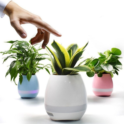 Imagen 1 de 6 de Maceta Magica Musical Luz Led Parlante Bluetooth Deco Nordic