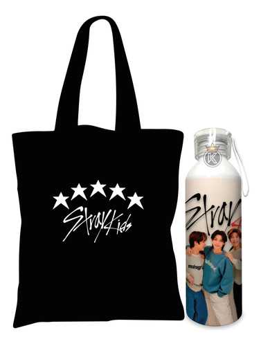 Tote Bag Bolsa Stray Kids N + Botella De Agua - Estampaking