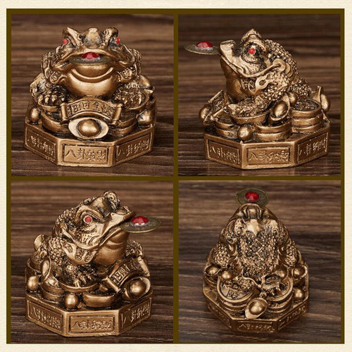 2 Lucky Charm Wealth Frog Figurita Ranas De Dinero De Bronce
