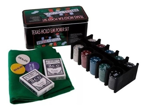 Set De Poker Tipo Casino Texas Hold Fichas Cartas Tapete Y +