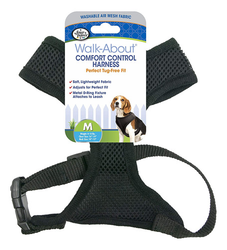 Cuatro Patas Medio Negro Comfort Control Del Perro Del Arnés