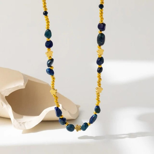 Collar De Cadena De Cuentas Chapado En Oro