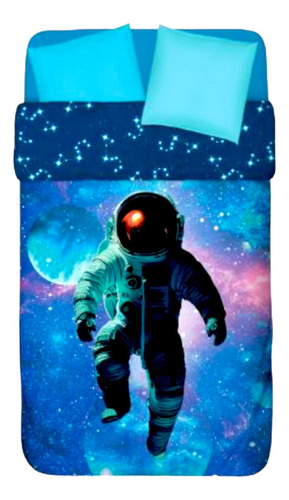 Acolchado Dulces Sueños Plumas + Sabiduria + Super Suaves Color Caminando En El Espacio Diseño De La Tela Astronauta Estrellas