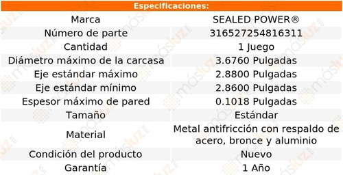 Set Arandelas Cigüeñal Std Ram 3500 03/09 Sealed Power
