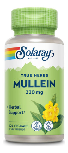 Suplemento Solaray Mullein Leaf 100 Cápsulas Veganas