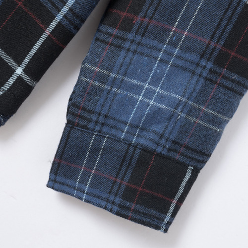 Blusas Masculinas Xadrez Com Gola Virada Para Baixo Com Bols