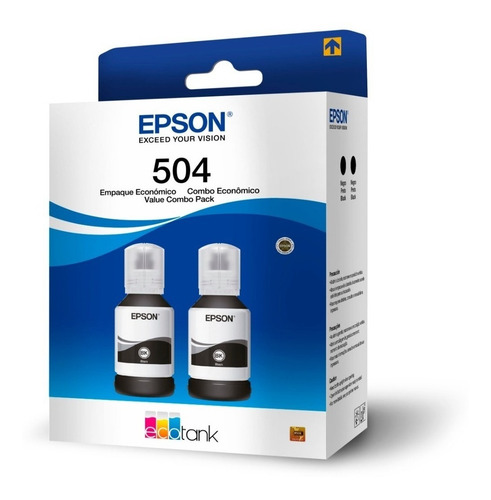 Imagen 1 de 6 de Pack 2 Tintas Epson 504 Color Negro 127ml L4150 L4160 L4260