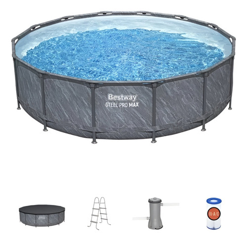 Alberca Bestway Redonda 427x107 Gris Con Accesorios Color Gris Oscuro Redondo
