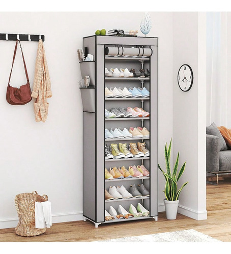 Económico Rack Metálico Zapatera Perchero Muebles,9 Casillas Color Gris