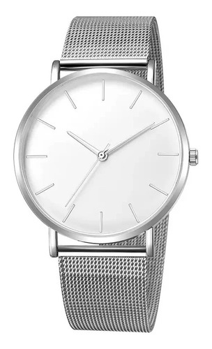 Reloj Plateado Metálico Minimalista Clásico