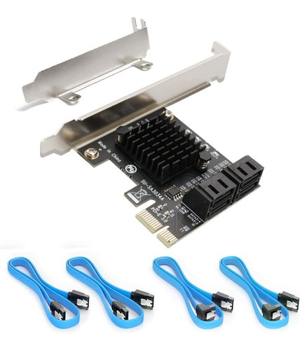 Adaptador Pcie Sata, 4 Puertos Con 4 Cables Sata