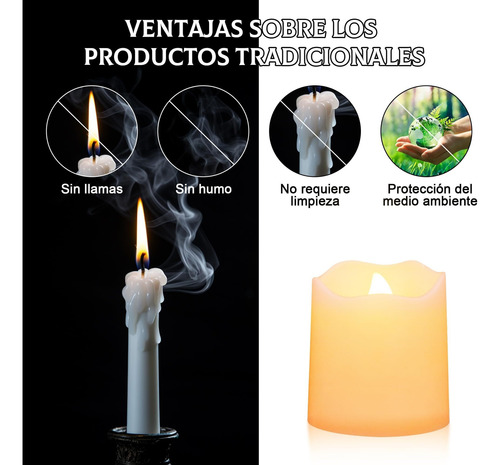 Velas Led Sin Llama, 24 Pcs Velas Led Con Ambiente Romántico
