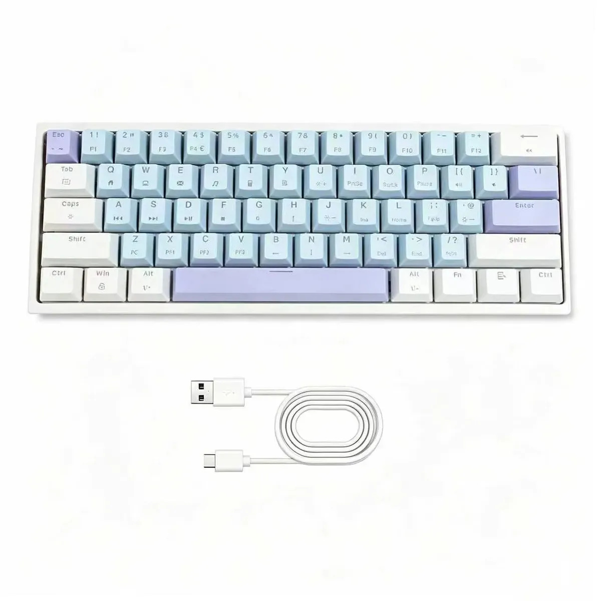 Teclado Mecânico Gamer Mk25 60% Rgb 61 Teclas Switch Red Usb