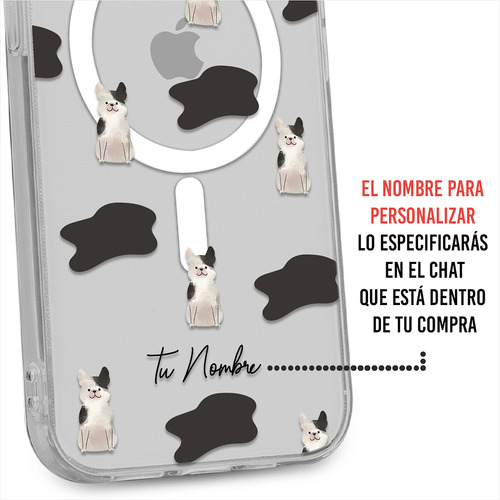 Funda Para iPhone Magsafe Perrito Bulldog Francés Tu Nombre