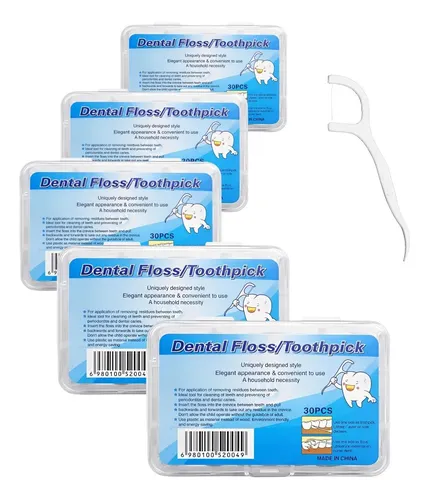 Kit 5 Caixas Fio Dental Com Haste Limpeza Bucal Profunda Sem Sabor