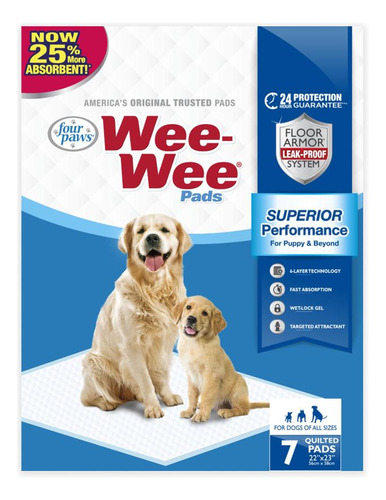 Four Paws Tapete Entrenador Perro Wee-wee Pads 55x58 7 Pzas