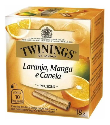 Chá Twinings Laranja Manga E Canela Sachê 18g C/10 Unidades