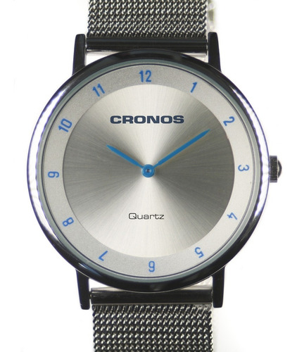 Reloj Cronos Tempus Blue Acero Inox Ultra Fino Resist Agua