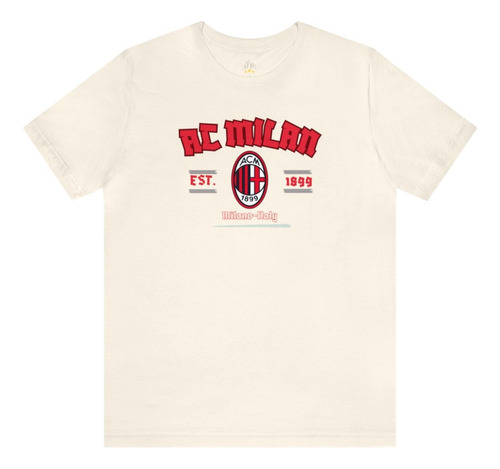 Remeras Algodon Peinado Ac Milan Italia Casual De Salida 