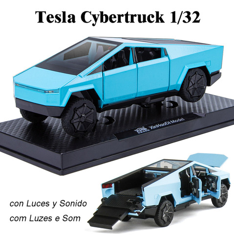 Tesla Cybertruck Miniatura Metal Coche Con Luz Y Sonido 1/32