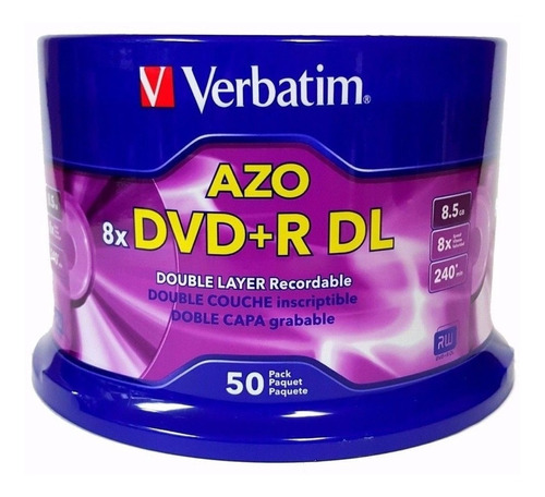 50pk Dvd+r Dl Verbatim Dual Layer Virgen 8.5 Gb, Doble Capa