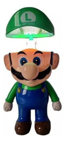 Luigi, Amigo De Super Mario Bross Lampara De Noche Led, Usb Estructura Azul Pantalla Verde 110v